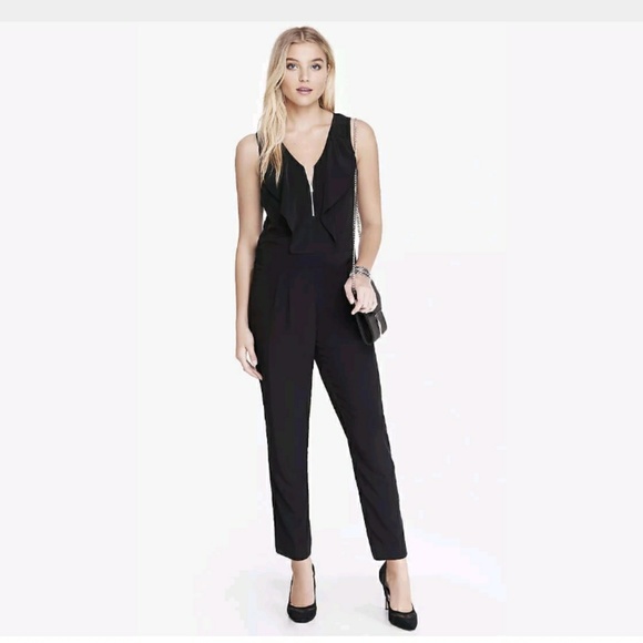 black jumpsuit with ruffles